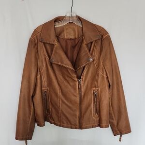 Max Studio London Brown Vegan Jacket Size 1X